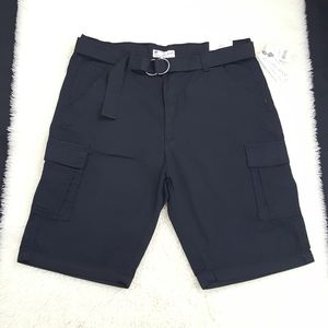 Mens Black Cargo Shorts With Belt Sz 38